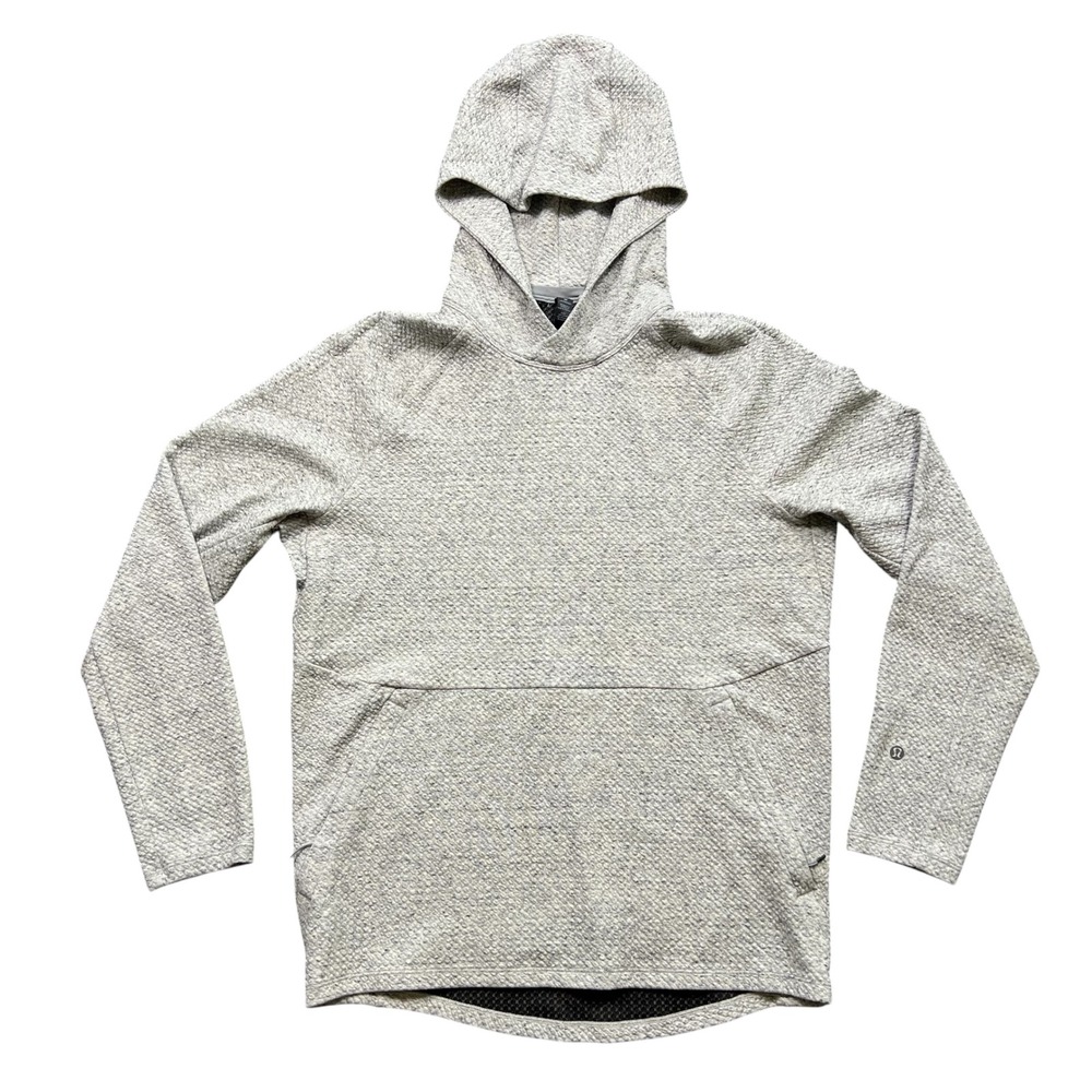 Lululemon At Ease Mens Textured Knit Pullover Hoodie Medium Sweater Gray